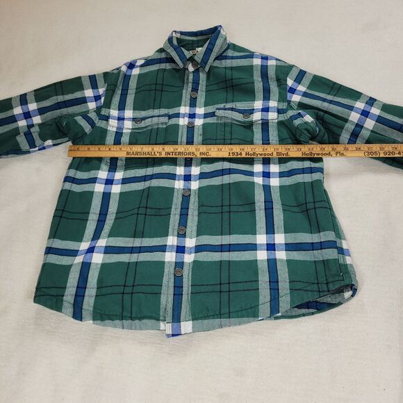 Duluth Flannel Shirt Shacket Mens Size Large Green 100% Cotton Long Sleeve Plaid - Picture 9 of 16